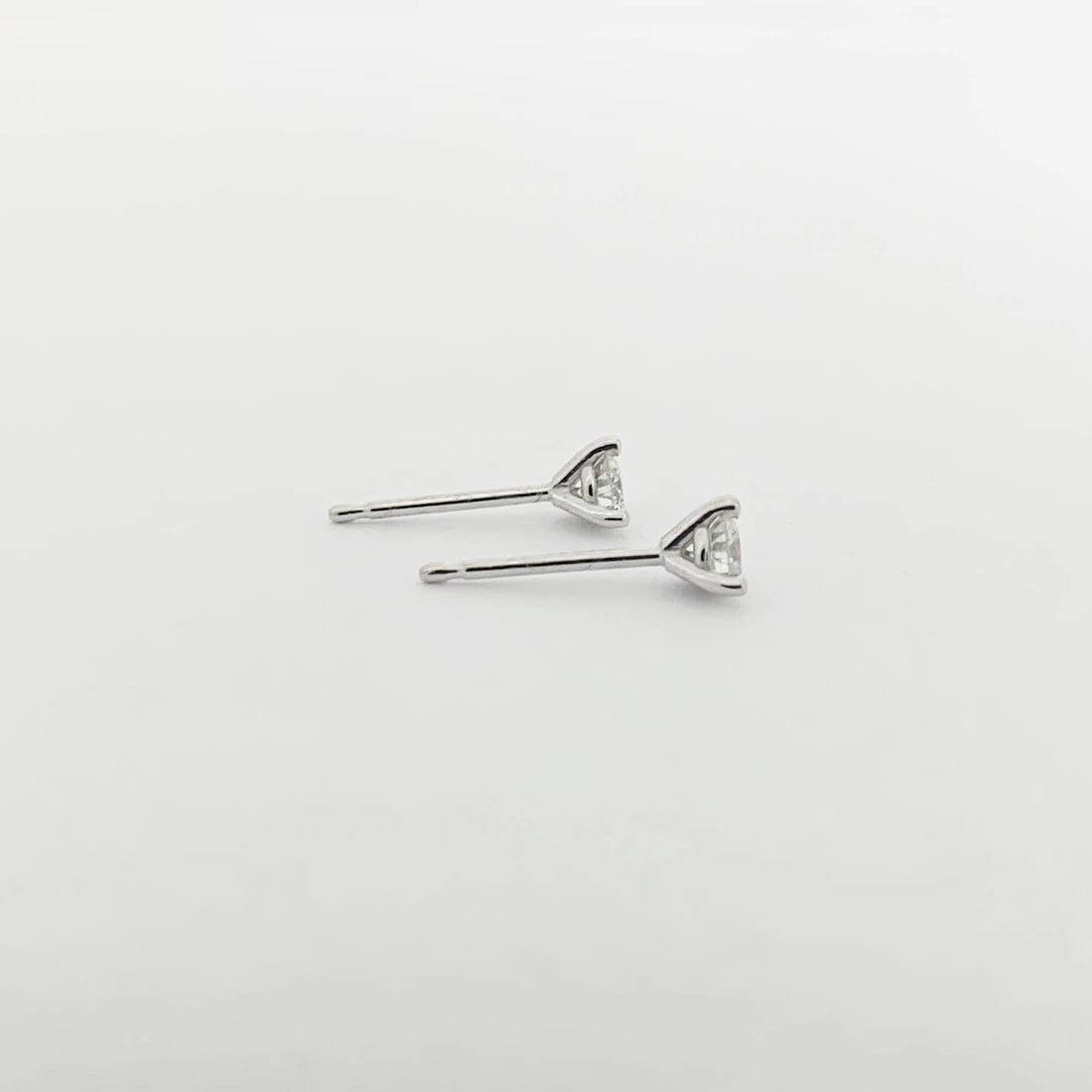 Round Diamond Stud Earrings 14K White Gold 3-Prong Martini, .25 CTW - 5
