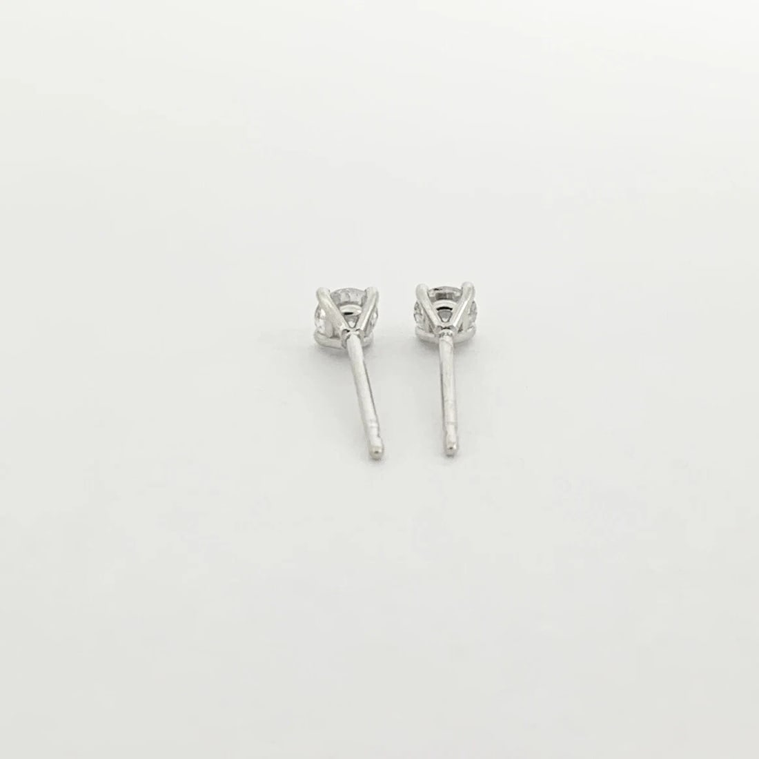 Round Diamond Stud Earrings 14K White Gold 4-Prong Martini, .33 CTW - 6