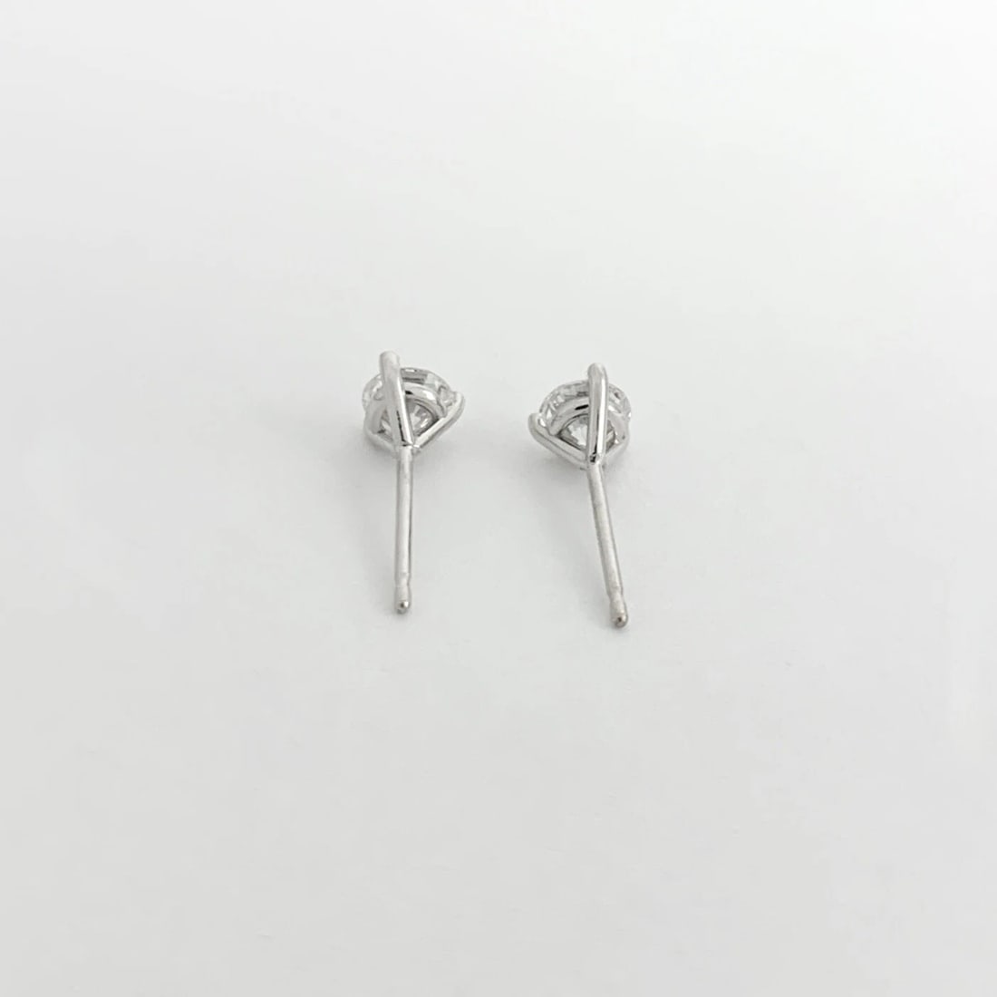 Round Diamond Stud Earrings 14K White Gold 3-Prong Martini, .70 CTW - 3