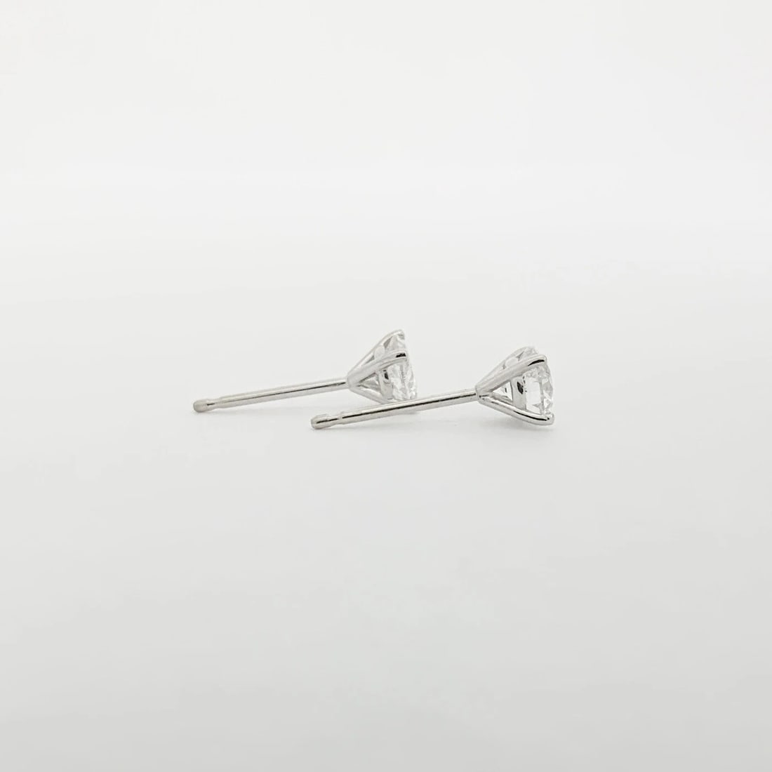 Round Diamond Stud Earrings 14K White Gold 4-Prong Martini, .69 CTW - 5