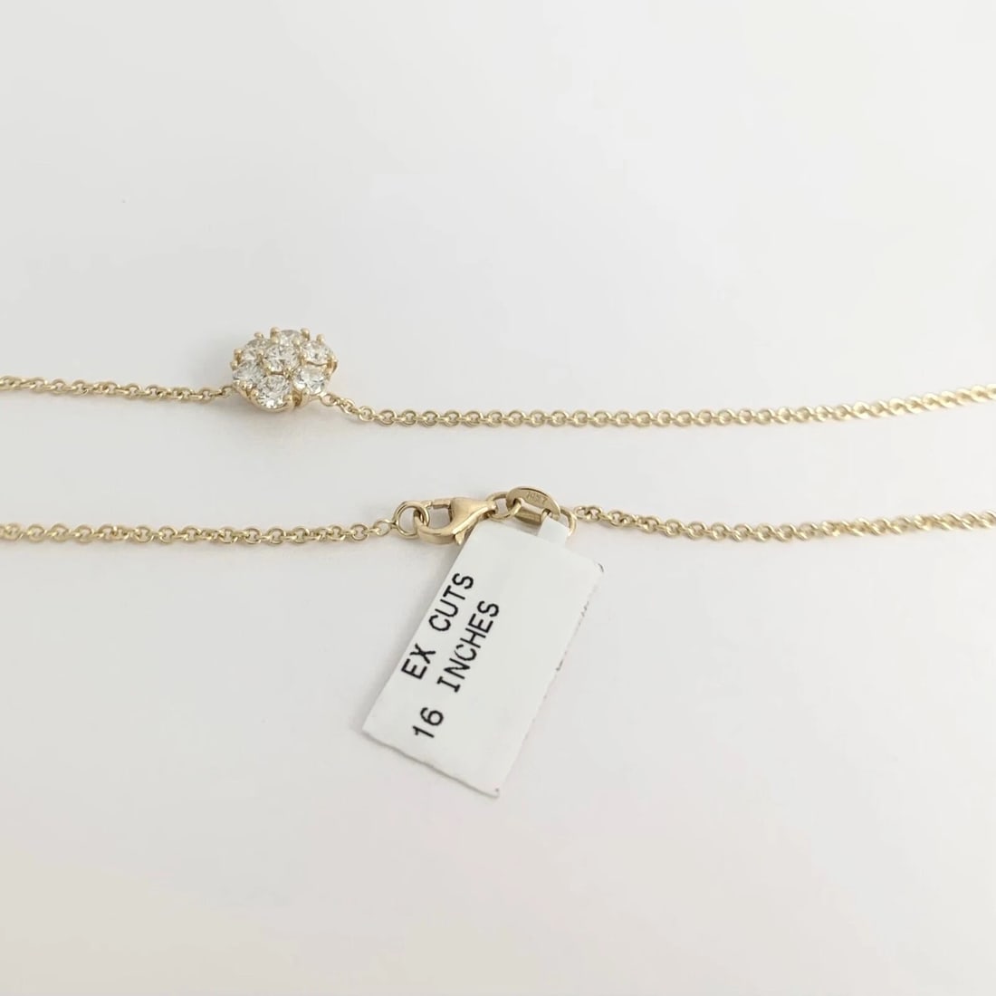 Round Cluster Flower Diamond Pendant Necklace 14K Yellow Gold 1.15 CTW - 7