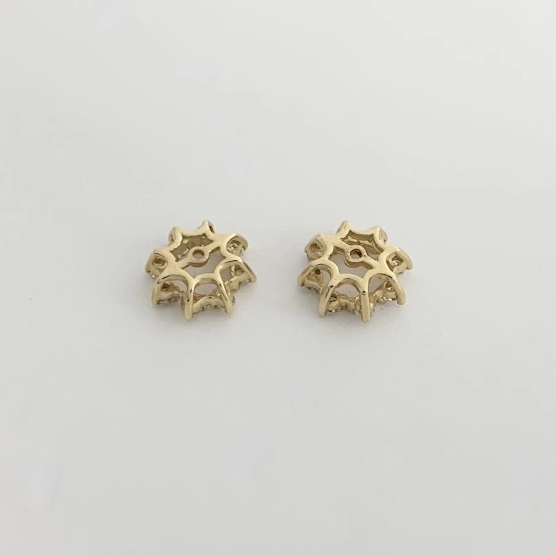 Star Diamond Halo Earring Jackets Enhancers 14K Yellow Gold for 1.50 CTW Studs - 7