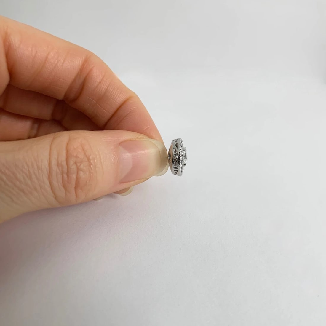 Round Sapphire Halo Earring Jackets Enhancers 14K White Gold for 1.50 CTW Stud - 4