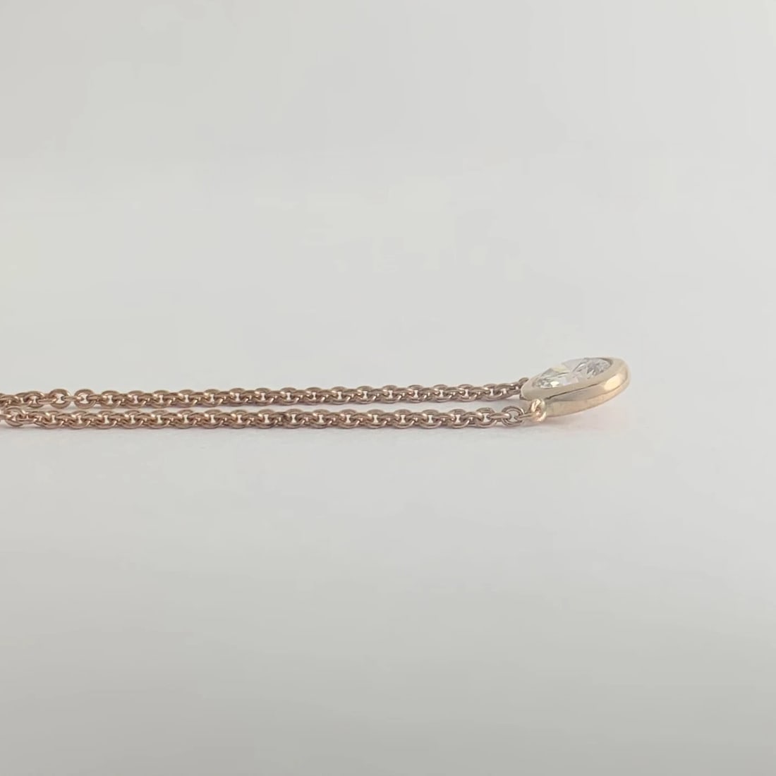Solitaire Diamond Bezel Pendant Necklace 14K Rose Gold .56 CT, 16.75 Inches - 7
