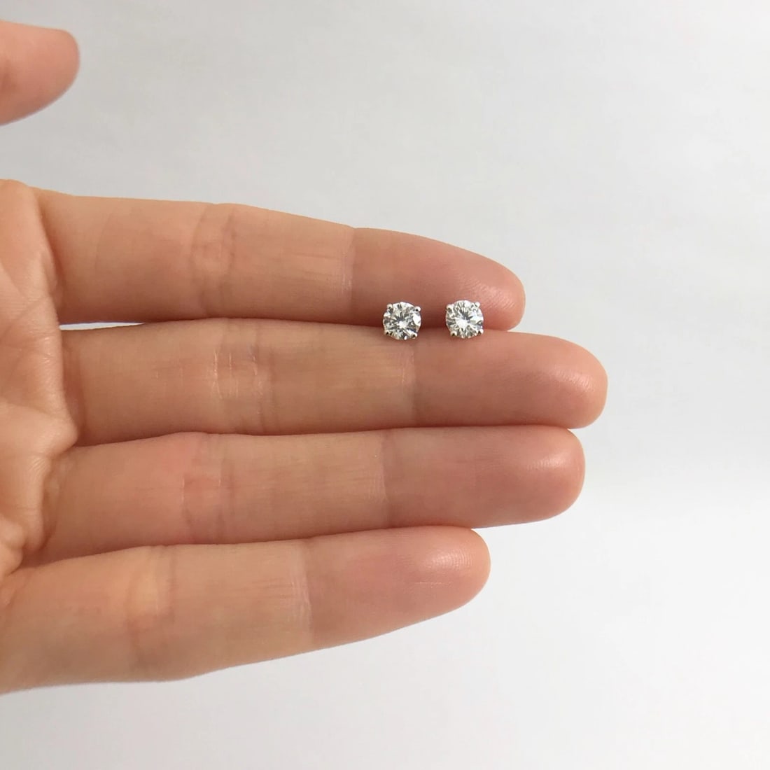 GIA Round Diamond Platinum Stud Earrings D VS1 Triple Excellent 4-Prong, .80 CTW - 2