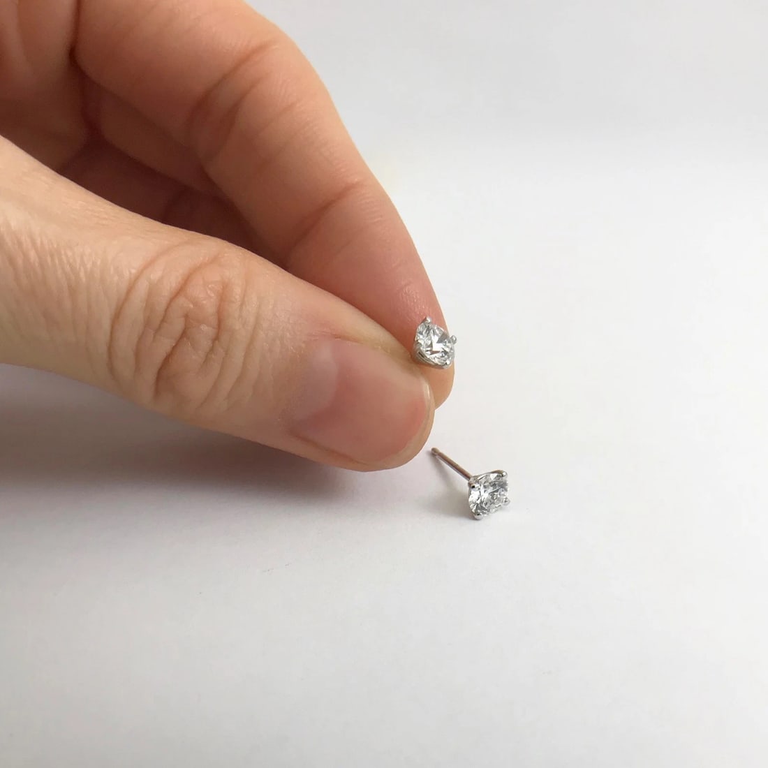 GIA Round Diamond Platinum Stud Earrings D VS1 Triple Excellent 4-Prong, .80 CTW - 3