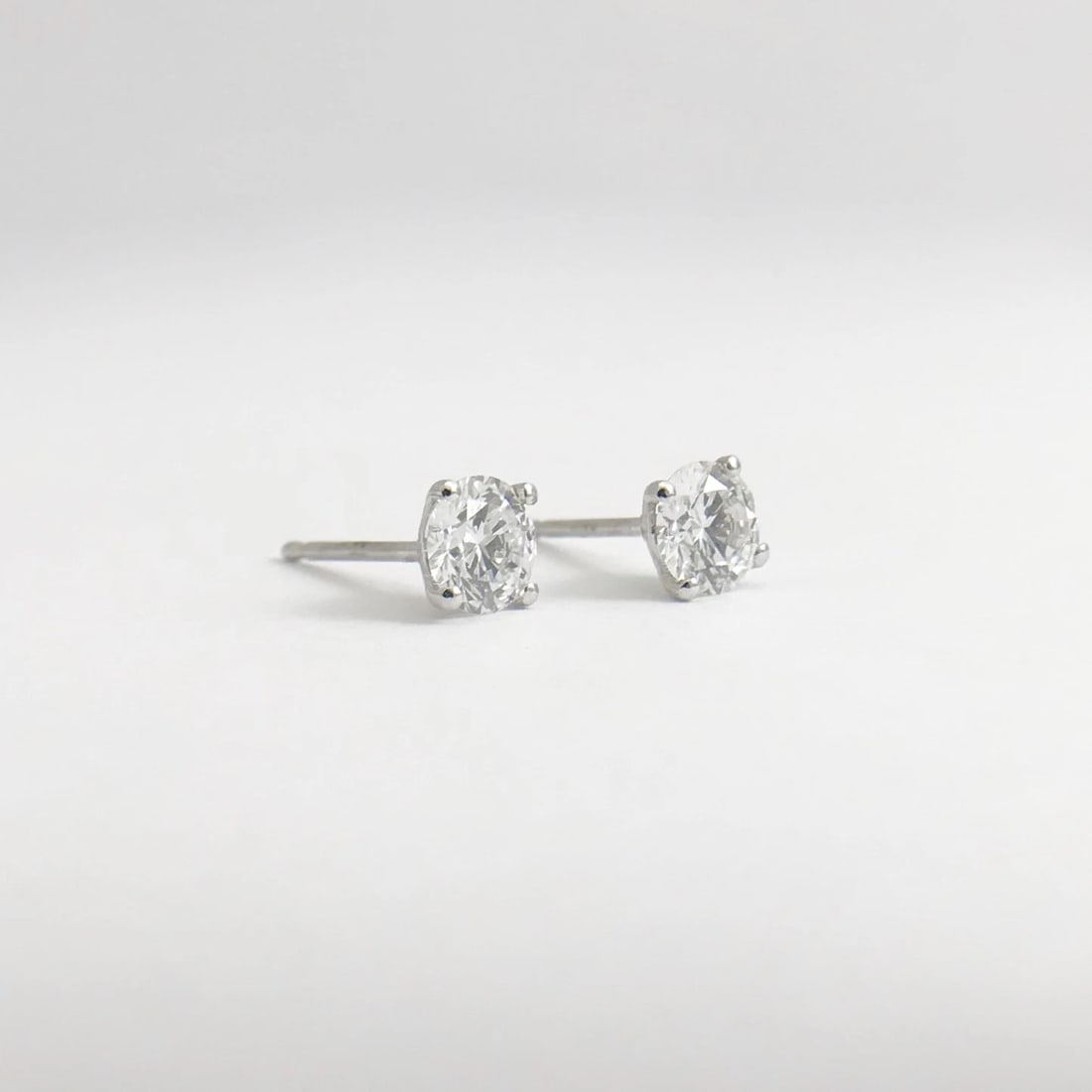 GIA Round Diamond Platinum Stud Earrings D VS1 Triple Excellent 4-Prong, .80 CTW - 7