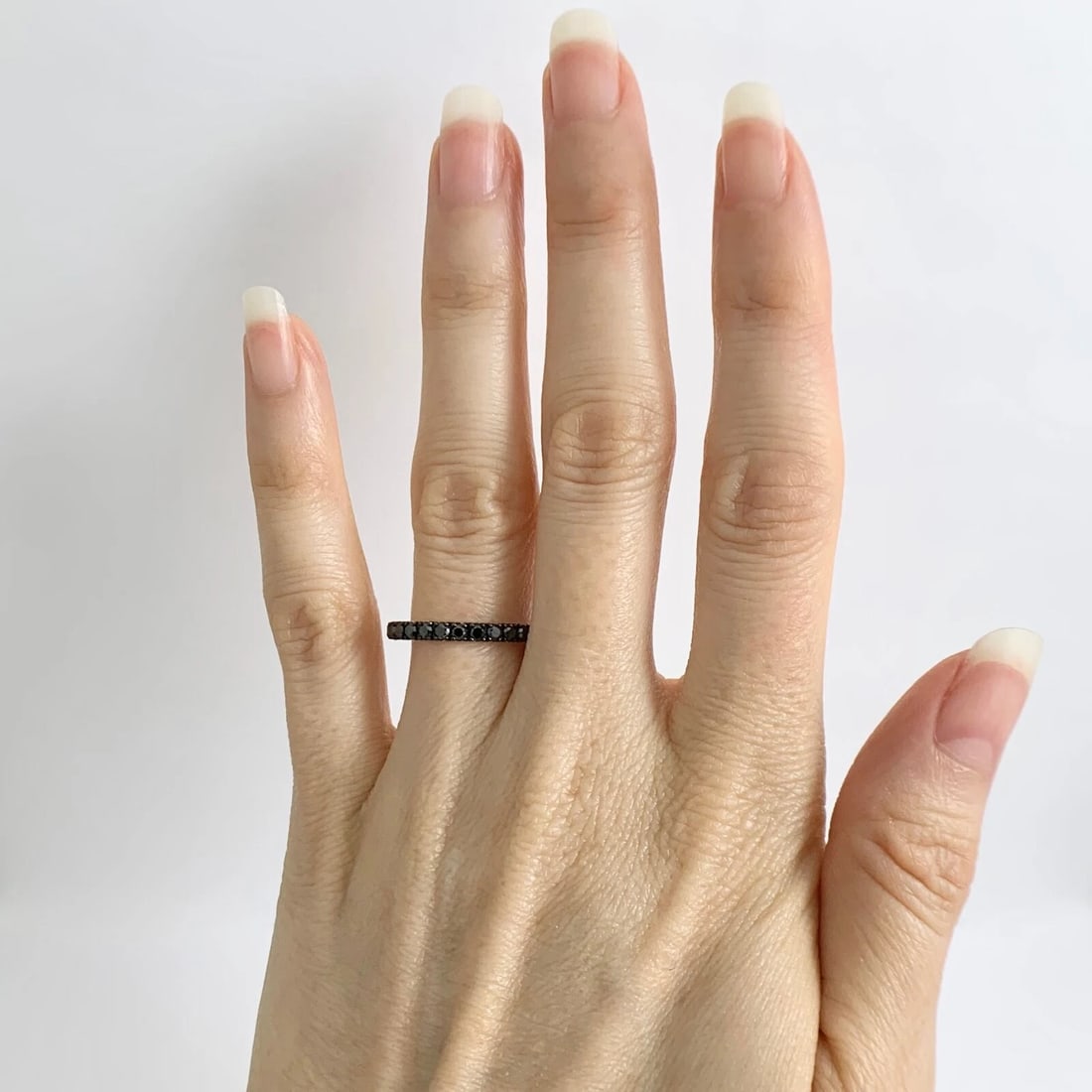 Black Diamond Eternity Band Ring 18K Black White Gold, 1.04 CTW, Size 6, 2.02 Gr - 2