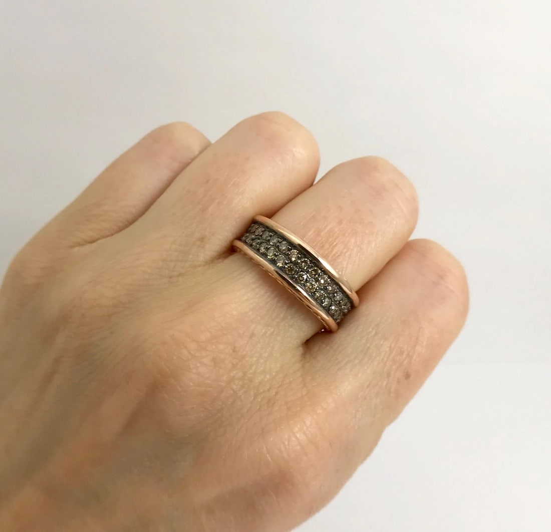 Brown Cognac Diamond Eternity Band Ring 14K Rose Gold 1.49 CTW, Size 8.5, 6.76 G - 3