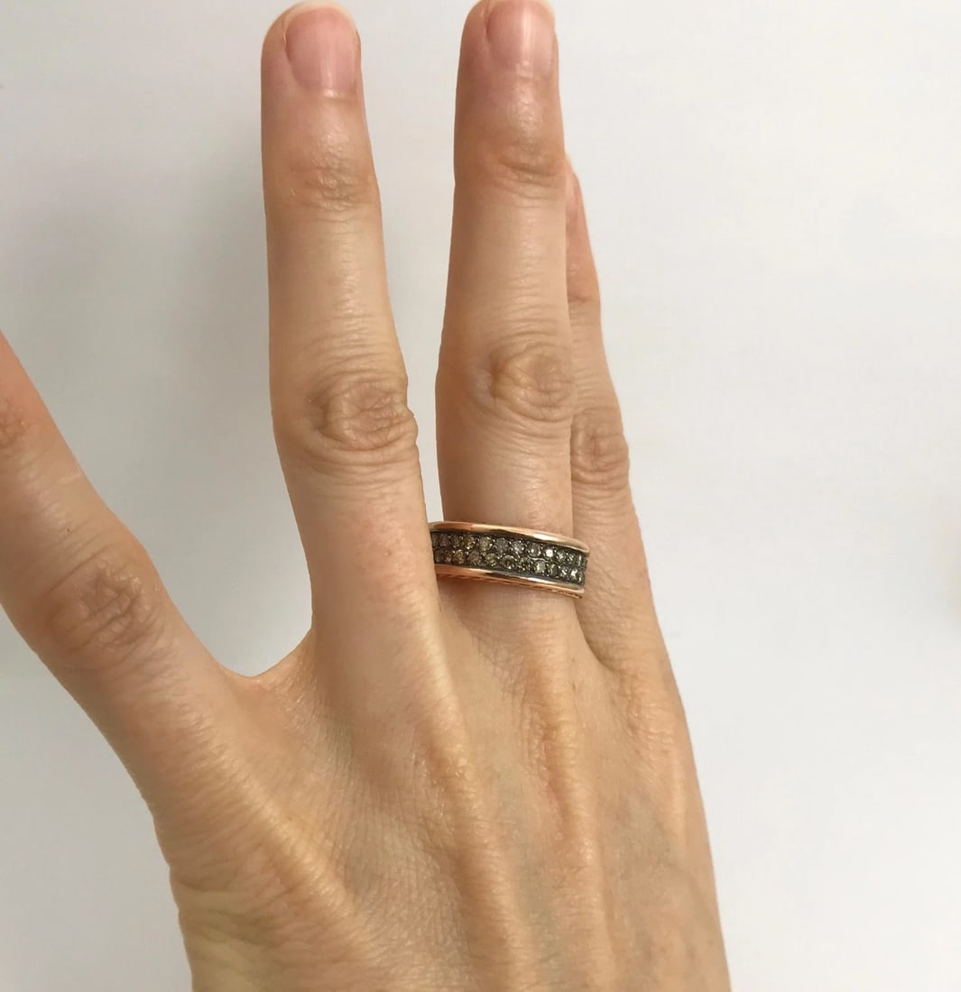 Brown Cognac Diamond Eternity Band Ring 14K Rose Gold 1.49 CTW, Size 8.5, 6.76 G - 4