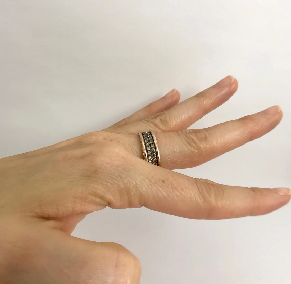 Brown Cognac Diamond Eternity Band Ring 14K Rose Gold 1.49 CTW, Size 8.5, 6.76 G - 5