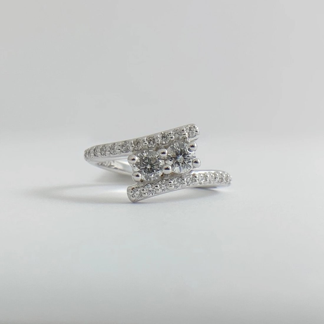 2-Stone Round Diamond Wrap Ring in 14K White Gold, .81 CTW, 4.50 Grams - 7
