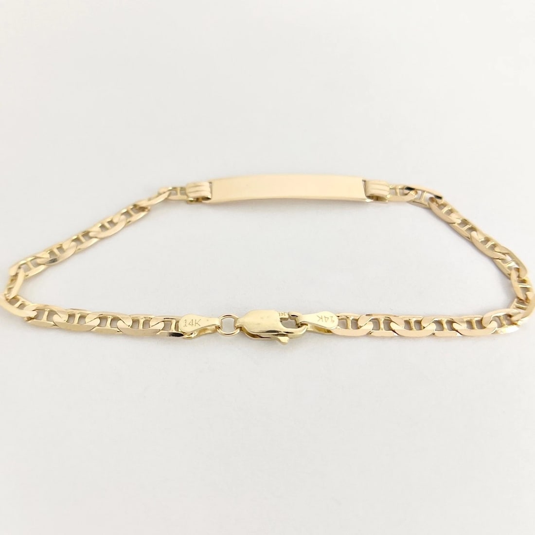 Anchor Chain Nameplate ID Bracelet 14K Yellow Gold, 7 Inches, 4.87 Grams - 7