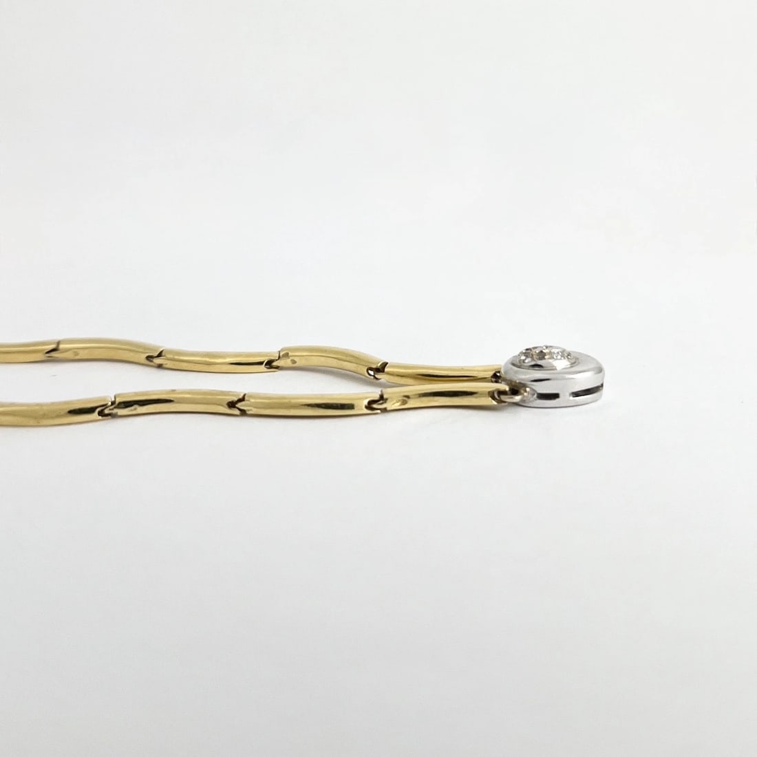 Two-Tone Diamond Cluster Wave Chain Pendant Necklace 18K Yellow Gold, 17.43 Gram - 5