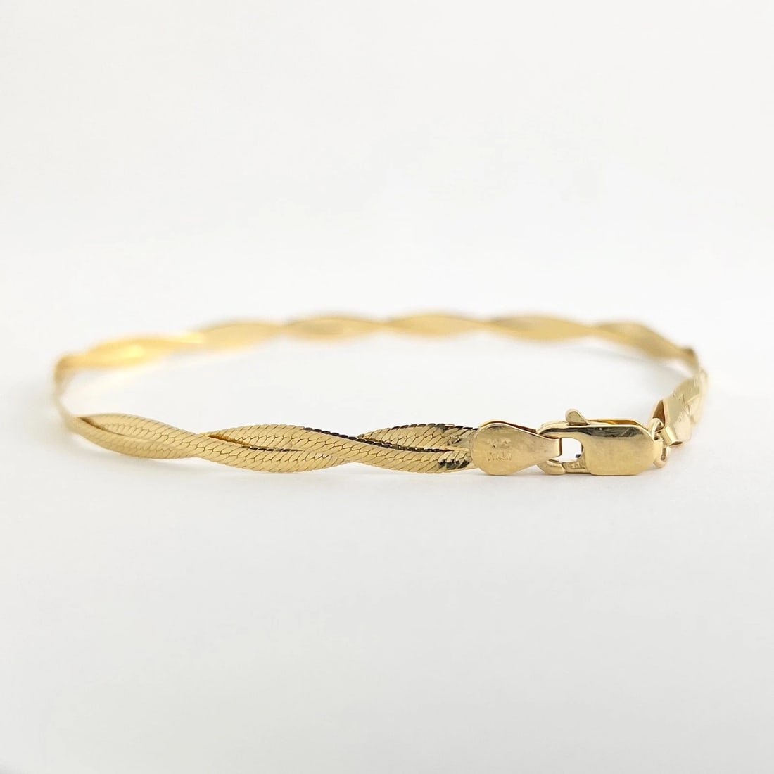 Italian Twisted Braided Herringbone Bracelet 14K Yellow Gold, 2.25 Grams - 7