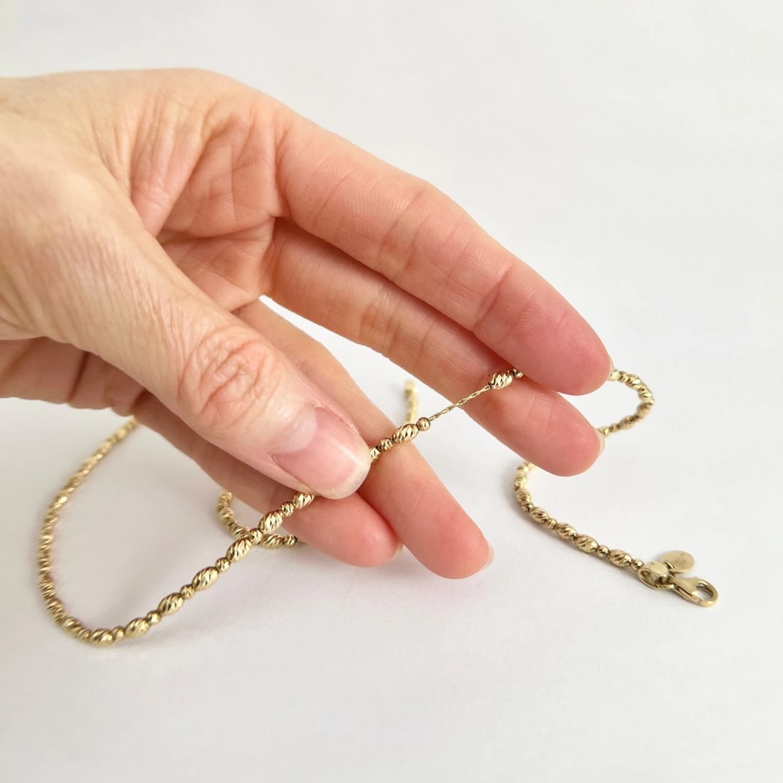 Italian Long Ball Bead Chain Necklace 14K Yellow Gold, 22.5 Inches, 10.87 Grams - 3