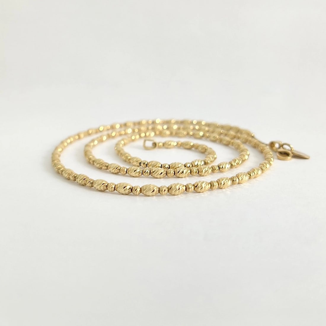 Italian Long Ball Bead Chain Necklace 14K Yellow Gold, 22.5 Inches, 10.87 Grams - 7