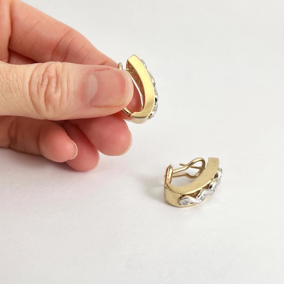 Estate Two-Tone Diamond Drop Earrings 14K Yellow Gold, 11.75 Grams - 3