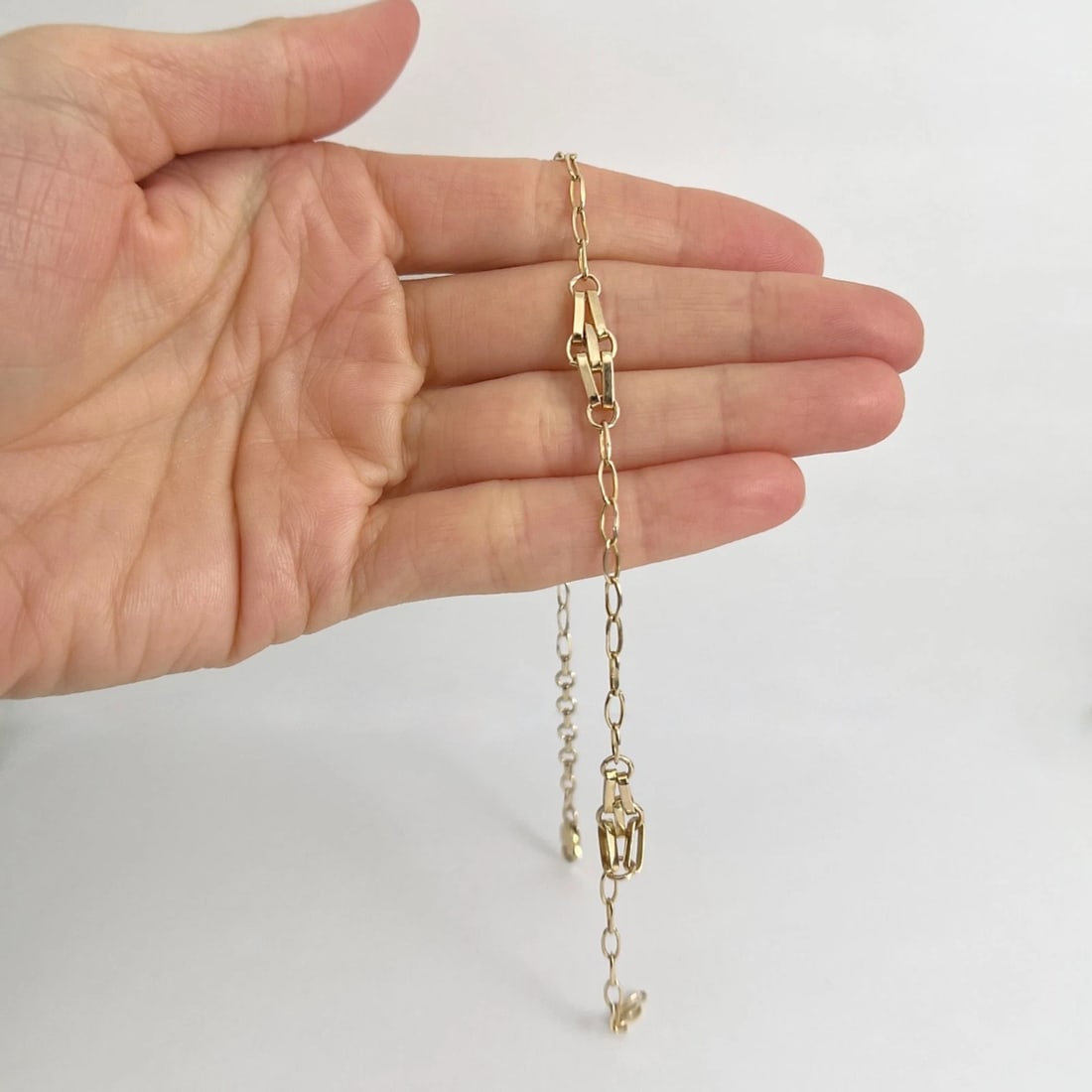 Italian Station Chain Anklet Bracelet 14K Yellow Gold, 11.25 Inches, 5.47 Gram - 2