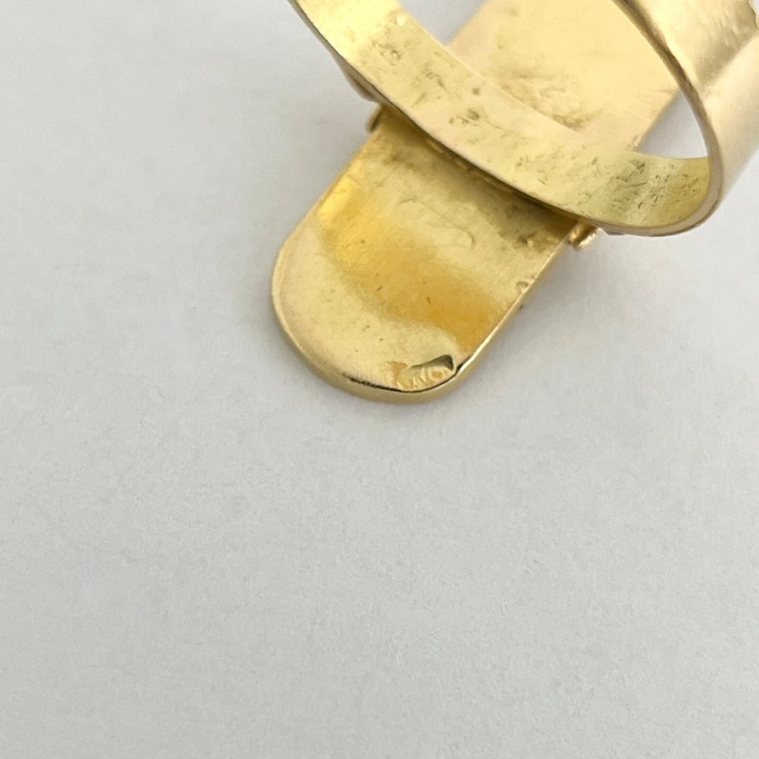 Estate Long Hieroglyphic Egyptian Bird Cartouche Ring 18K Yellow Gold, 5.51 Gram - 9