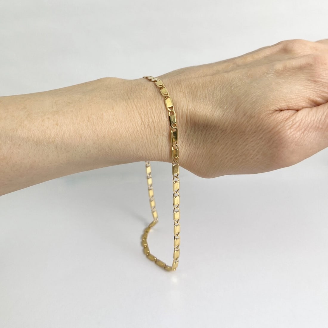Italian Anchor Chain Link Anklet Bracelet 14K Yellow Gold, 11 Inches, 7.41 Grams - 4