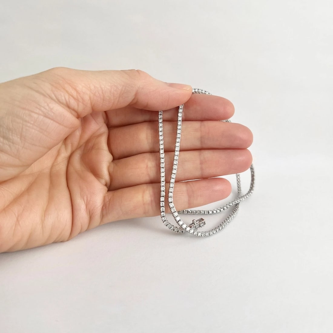 Round Diamond Tennis Necklace 14K White Gold, 18 Inches, 5.01 CTW - 2
