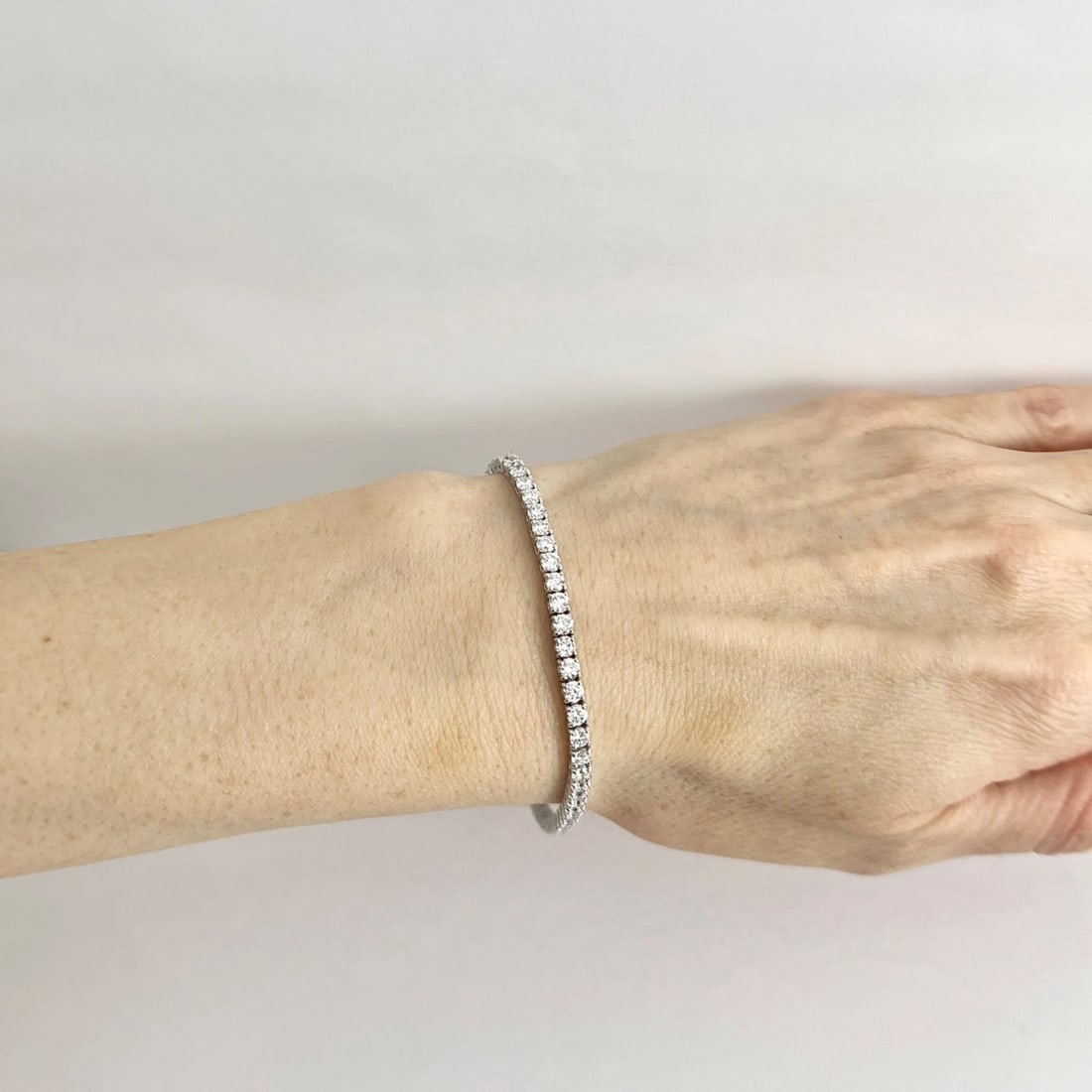 Round Lab-Created Diamond Tennis Bracelet 14K White Gold, 7 Inches, 5.06 CTW - 3