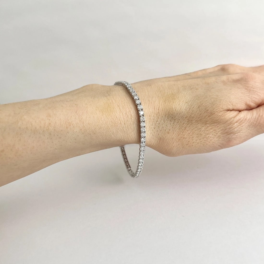 Round Lab-Created Diamond Tennis Bracelet 14K White Gold, 7 Inches, 5.06 CTW - 4