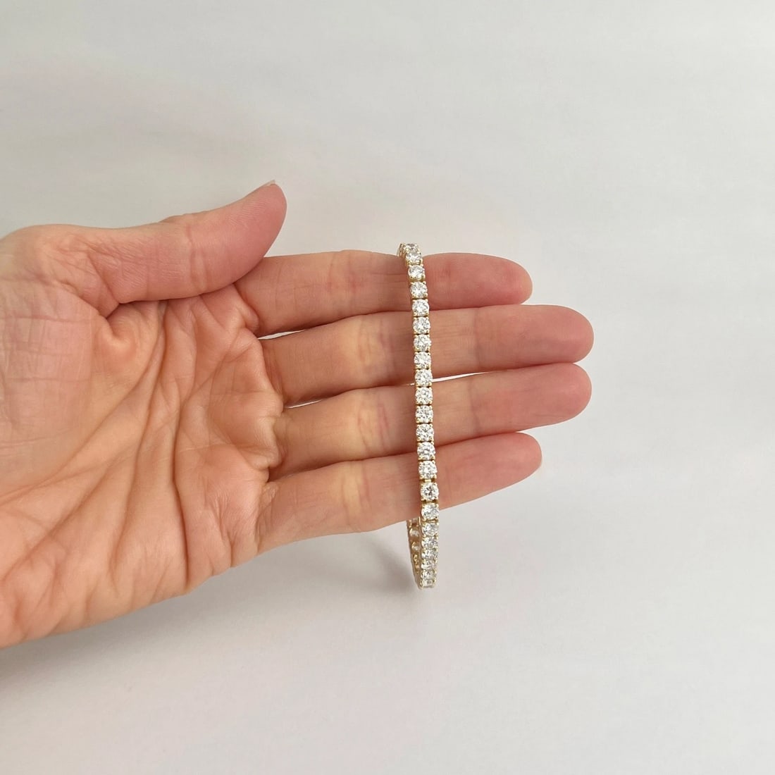 Round Lab-Created Diamond Tennis Bracelet 14K Yellow Gold, 7 Inches, 8.07 CTW - 2