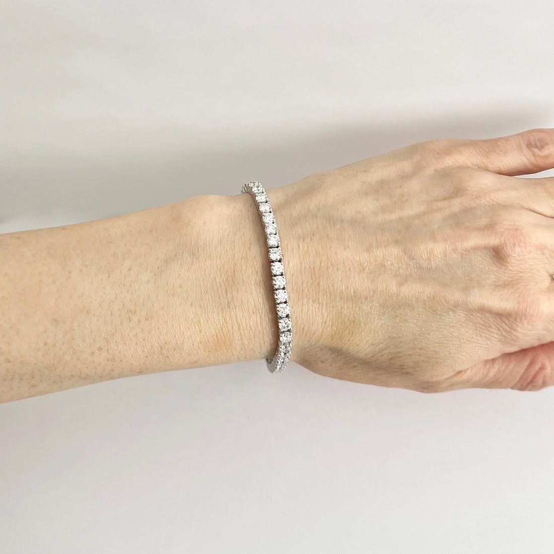 Round Lab-Created Diamond Tennis Bracelet 14K White Gold, 7 Inches, 8.04 CTW - 3