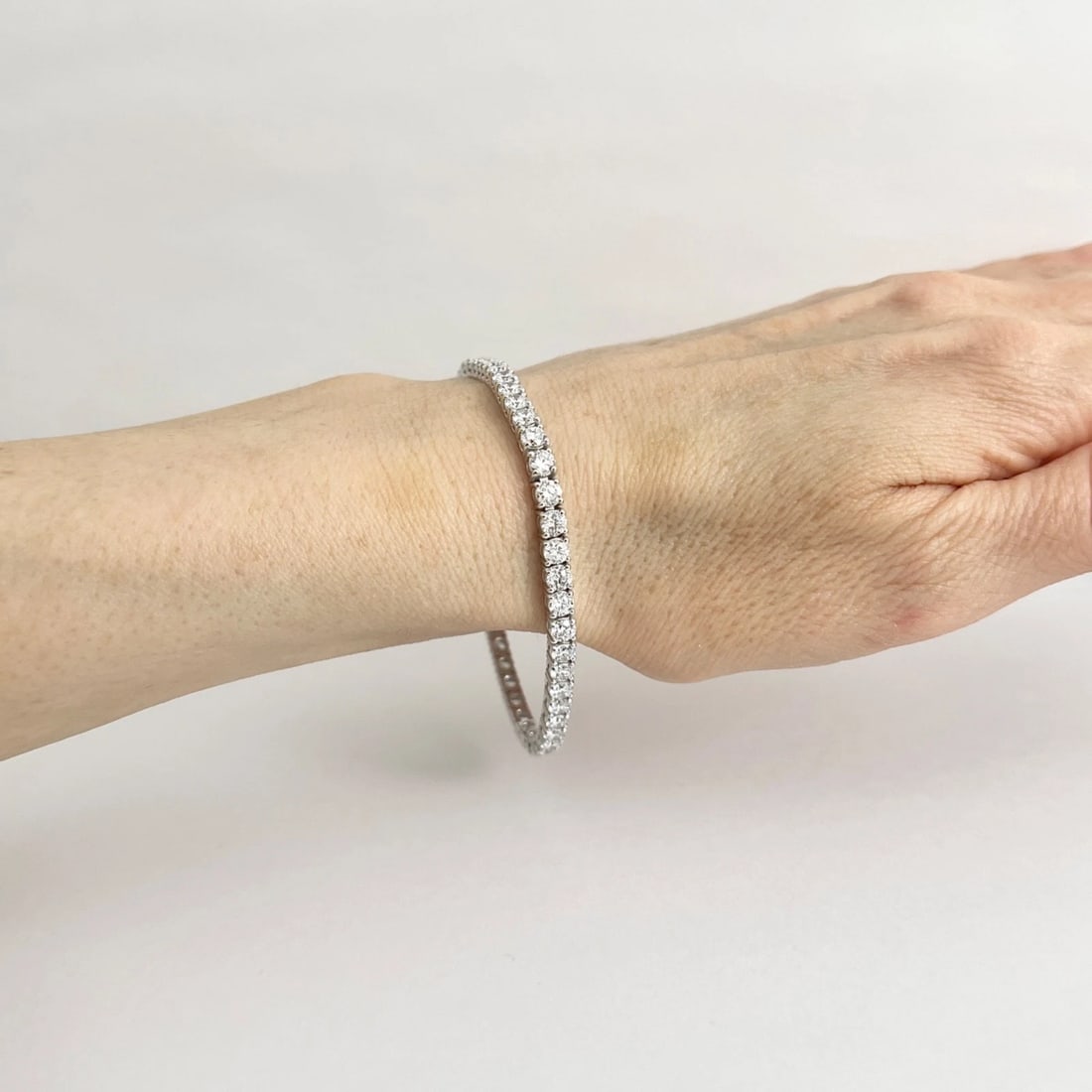 Round Lab-Created Diamond Tennis Bracelet 14K White Gold, 7 Inches, 8.04 CTW - 4