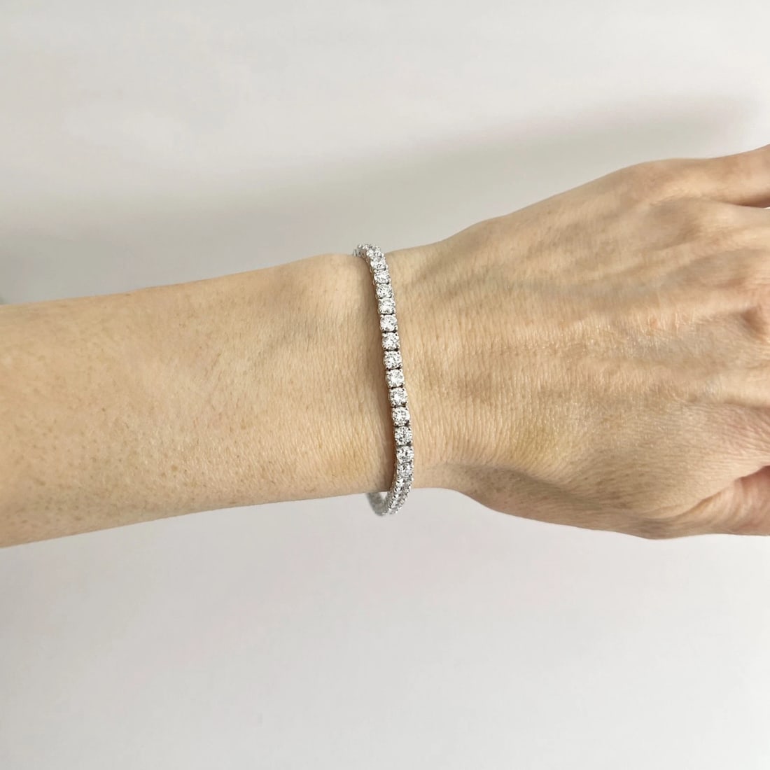 Round Lab-Created Diamond Tennis Bracelet 14K White Gold, 7 Inches, 7.22 CTW - 3