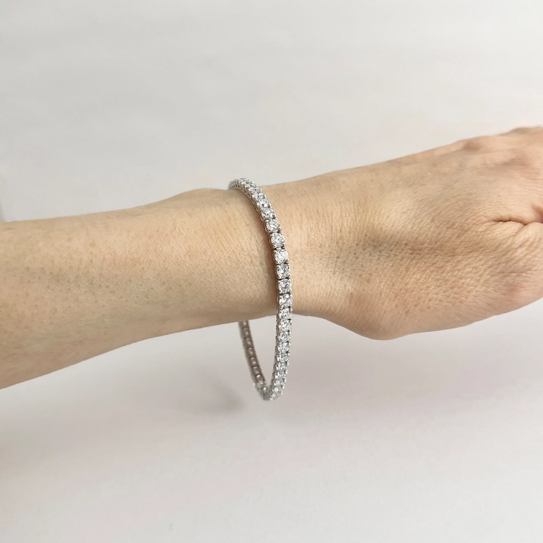 Round Lab-Created Diamond Tennis Bracelet 14K White Gold, 7 Inches, 7.22 CTW - 4