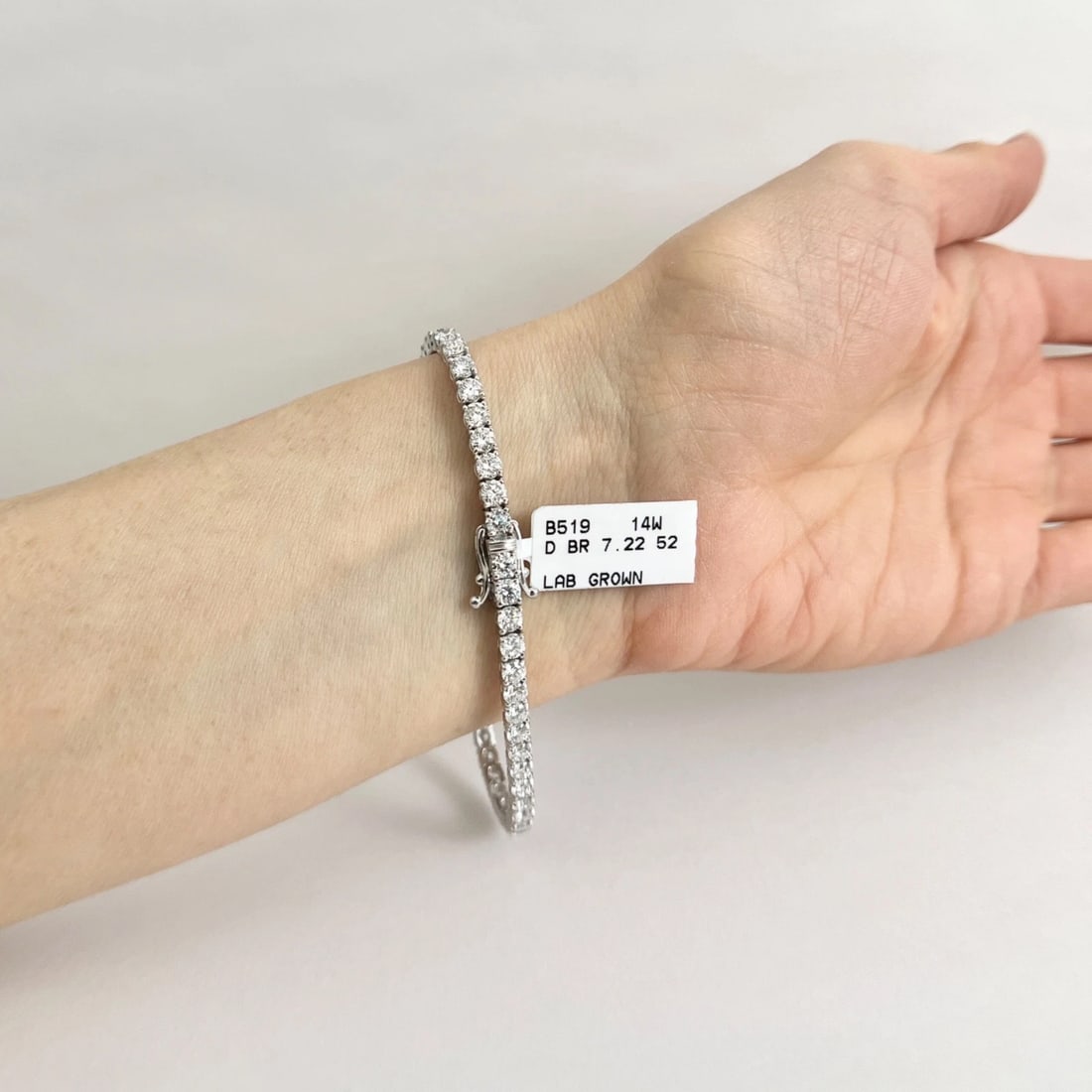 Round Lab-Created Diamond Tennis Bracelet 14K White Gold, 7 Inches, 7.22 CTW - 5
