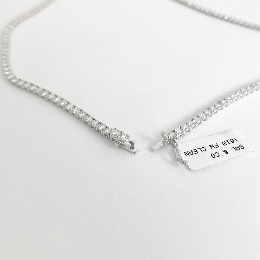 Round Diamond Tennis Necklace 14K White Gold, 16 Inches, 11.09 CTW - 4