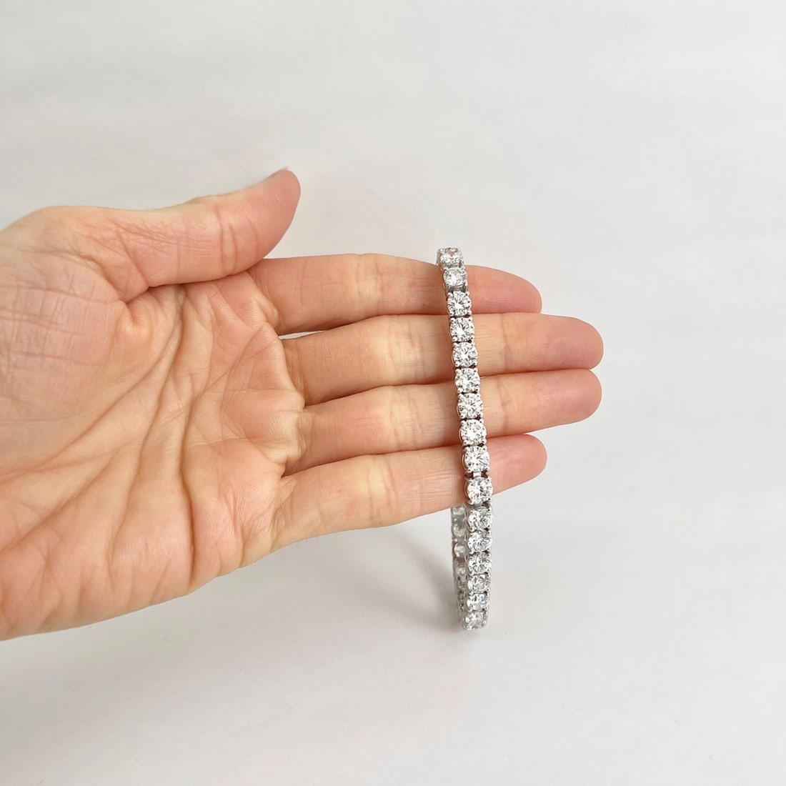 Round Lab-Created Diamond Tennis Bracelet 14K White Gold, 8 Inches, 19.05 CTW - 2