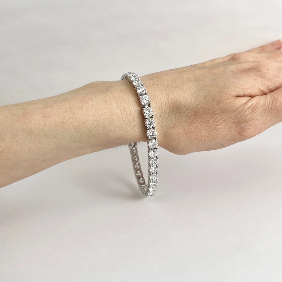 Round Lab-Created Diamond Tennis Bracelet 14K White Gold, 8 Inches, 19.05 CTW - 7