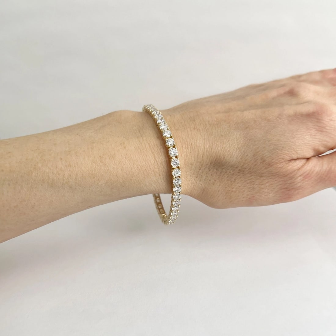 Round Lab-Created Diamond Tennis Bracelet 14K Yellow Gold, 7 Inches, 9.51 CTW - 4