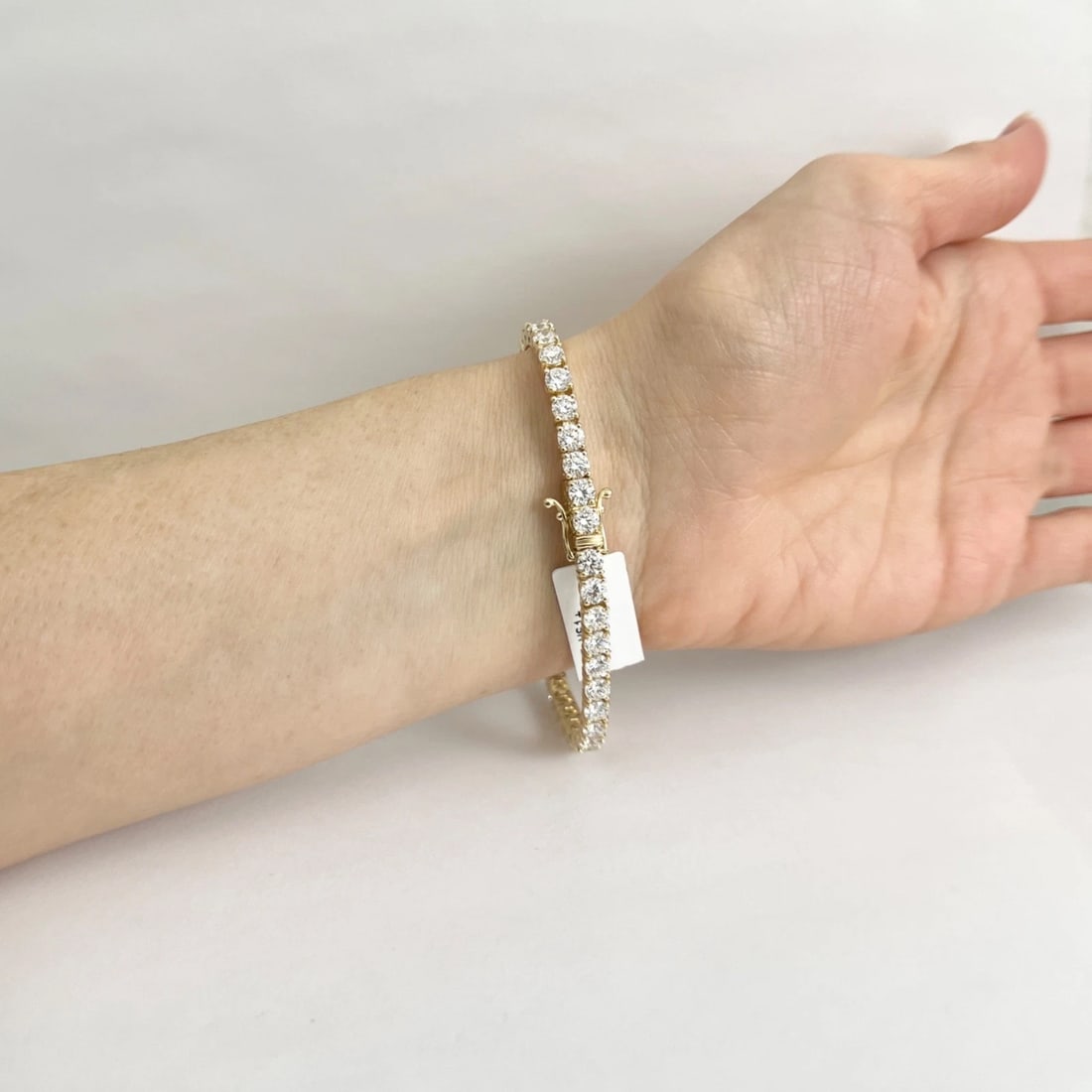 Round Lab-Created Diamond Tennis Bracelet 14K Yellow Gold, 7 Inches, 9.51 CTW - 5