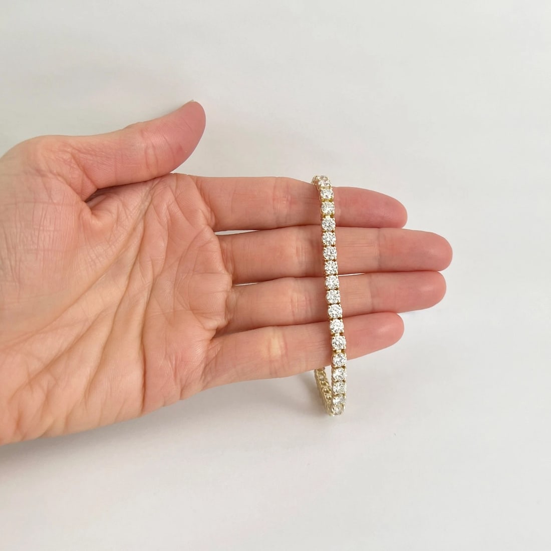 Round Diamond 4-Prong Tennis Bracelet 14K Yellow Gold, 7 Inches, 10.03 CTW - 2