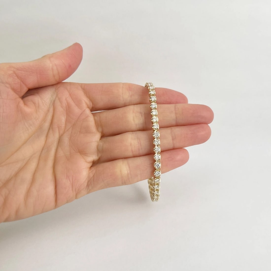 Round Diamond Buttercup Tennis Bracelet 14K Yellow Gold, 7 Inches, 4.05 CTW - 2