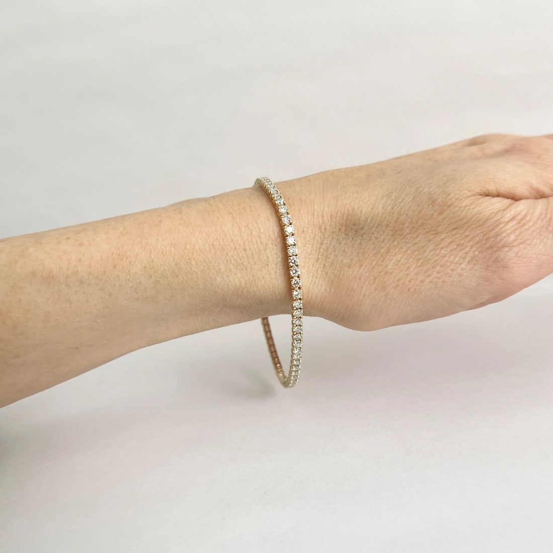 Round Diamond Tennis Bracelet 14K Yellow Gold, 7 Inches, 3.75 CTW - 4
