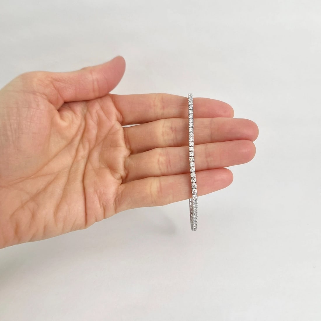 Round Diamond Tennis Bracelet 14K White Gold, 7 Inches, 3.65 CTW - 2