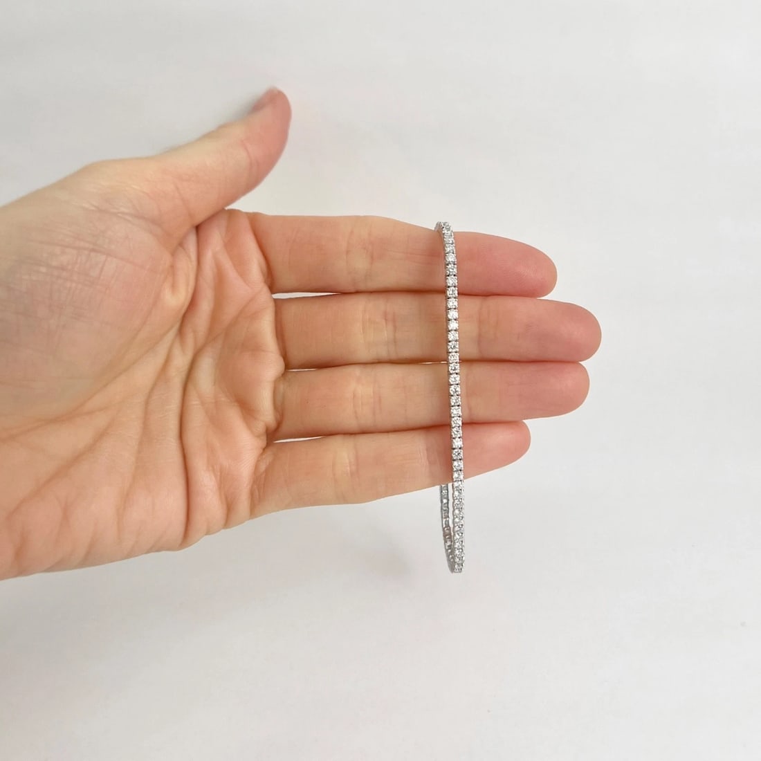 Round Diamond Tennis Bracelet 14K White Gold, 7 Inches, 3.02 CTW - 2