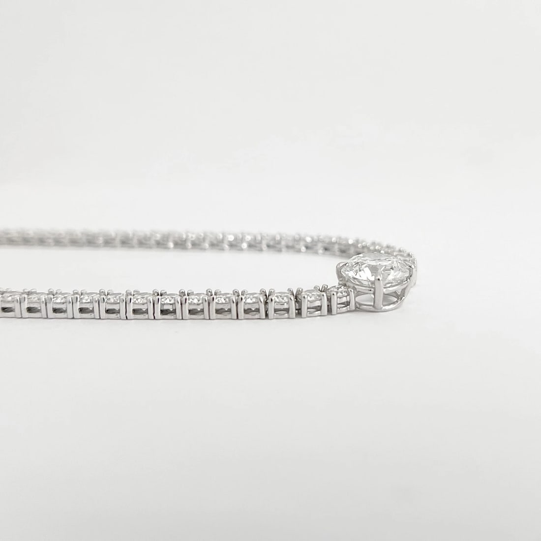 GIA Round Diamond Pendant Tennis Necklace 14K White Gold, 15 Inches, 13.98 CTW - 7
