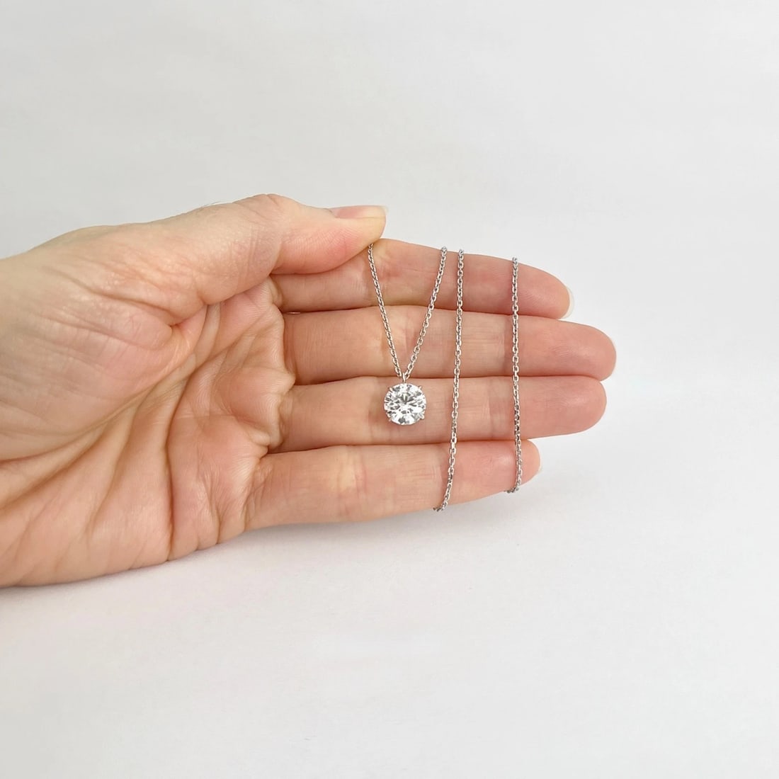 GIA Certified Round Solitaire Diamond Pendant Necklace 14K White Gold, 2.07 CT - 2