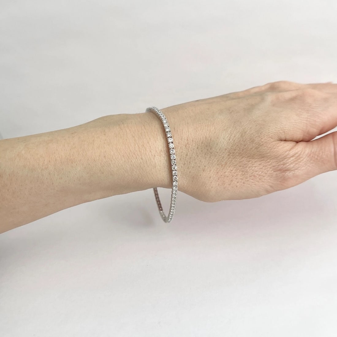 Round Diamond Tennis Bracelet 14K White Gold, 7 Inches, 3.01 CTW - 4