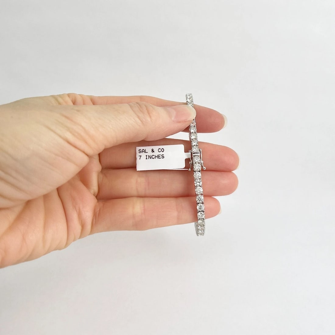 Round Diamond Tennis Bracelet 14K White Gold, 7 Inches, 8.03 CTW - 2