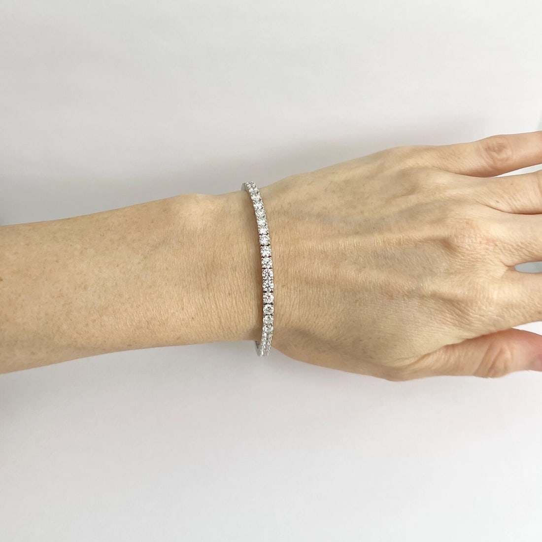 Round Diamond Tennis Bracelet 14K White Gold, 7 Inches, 8.03 CTW - 3