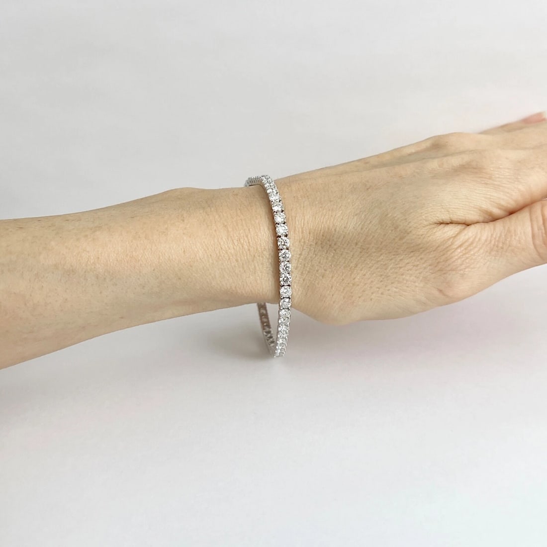 Round Diamond Tennis Bracelet 14K White Gold, 7 Inches, 8.03 CTW - 4